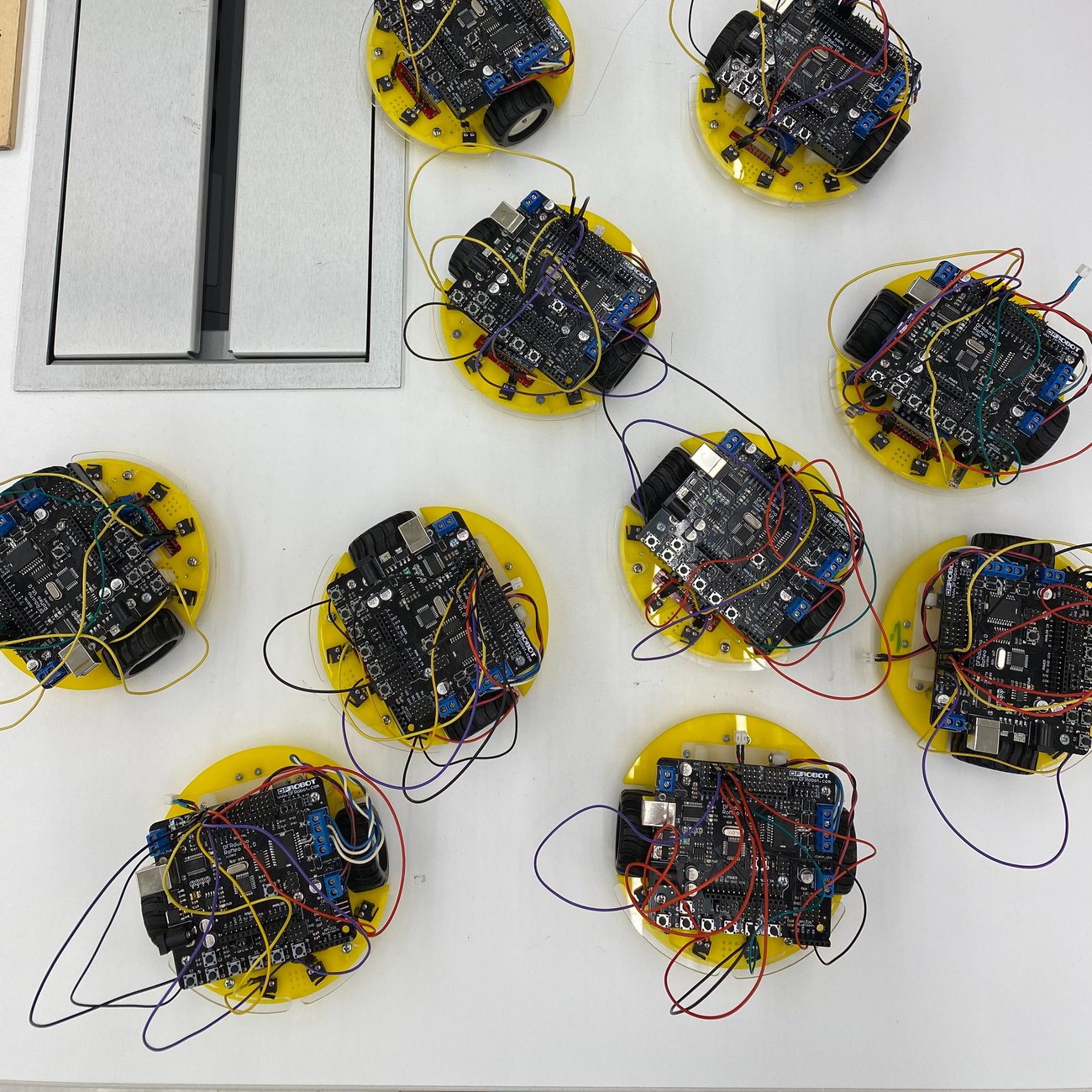 aerial view of 10 robots